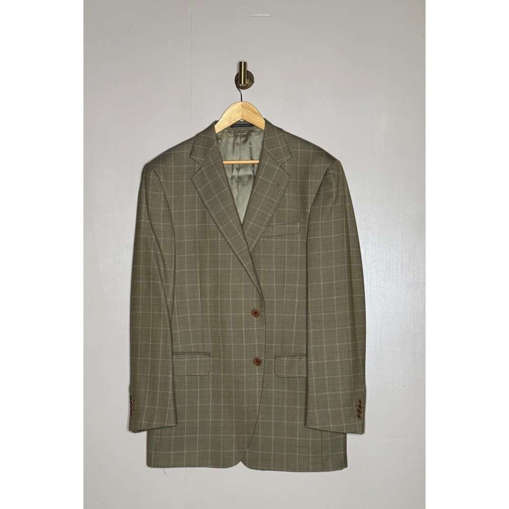 Lubiam Italy Virgin Wool Windowpane Sport Coat Blazer 42R